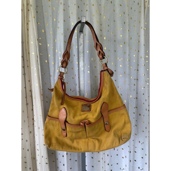 Dooney & Bourke J0130121 Wayfarer Yellow Leather Accent Zip Tote Shoulder Bag - Picture 2 of 10